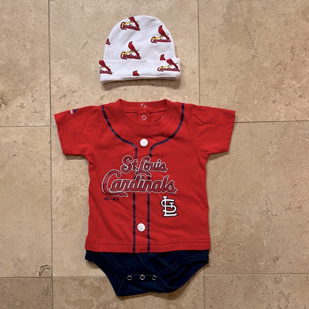 St Louis Cardinals 12M Onesie & hat